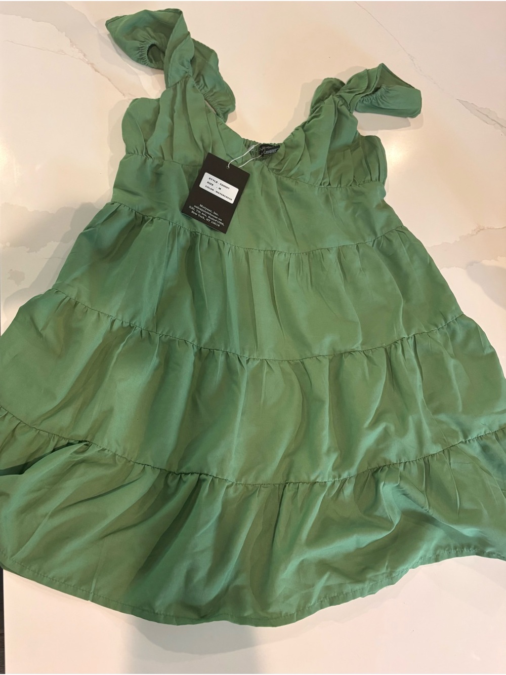 Green Tiered Mini Dress with Ruffle Straps
